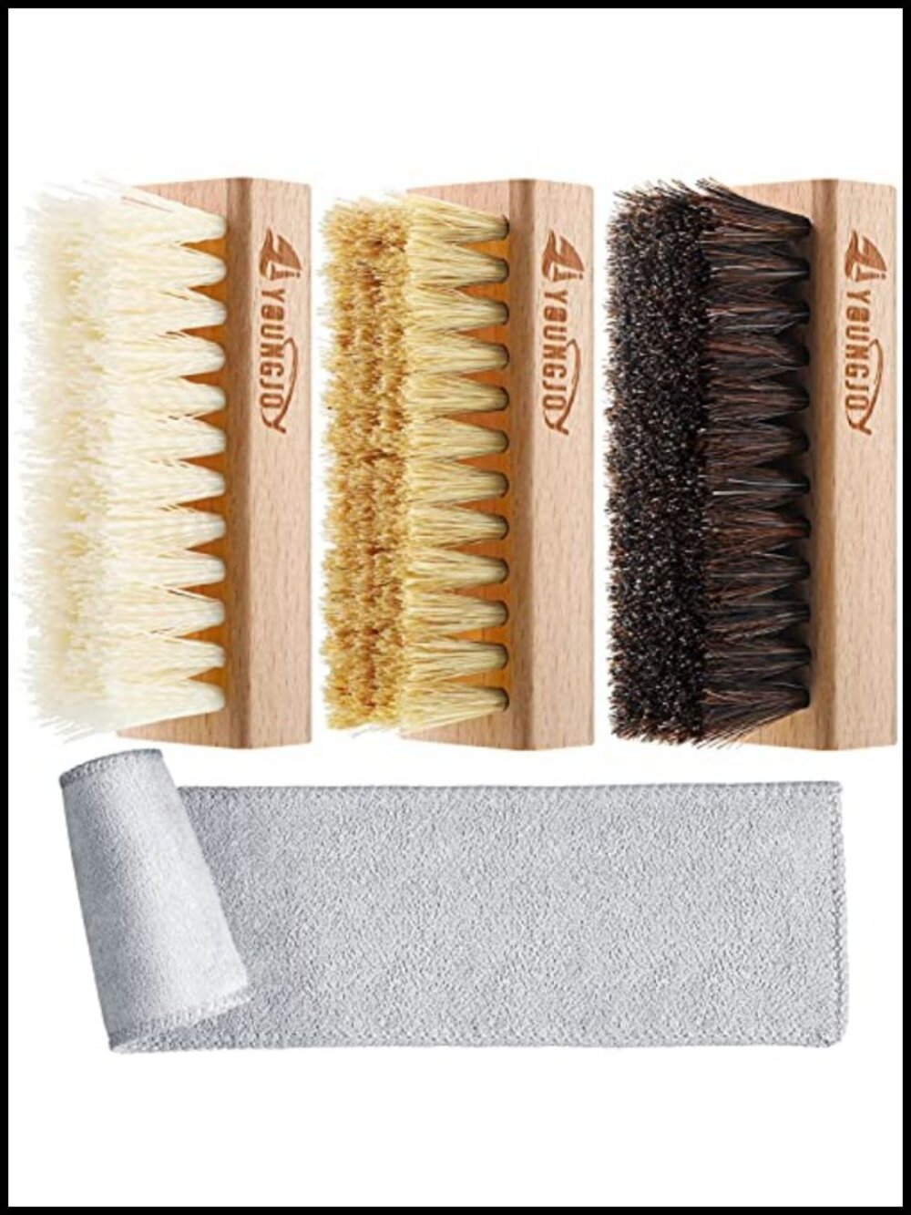 Sneaker Shoe Cleaner Brush Set Boar Nylon Horsehair Bristles Microfiber Cloth